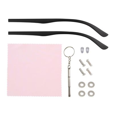 1 Pair Universal Glasses Temple Arm Replacement Plastic Eyeglasses Frame Arm Legs Eye Glasses Repair Parts Accessories Kit with Screws Washers Screwdriver Nose Pads and Eye Glass Cleaning Cloth
