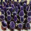 Amethyst Crystal Geodes, Natural Purple Crystal Quartz Cluster with Wooden Stand for Home Decor, Meditation, Feng Shui, Healing and Chakra Balance(500g) view 4