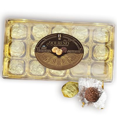 Dolreno Luxury Hazelnut Filled Chocolates 15pcs, 188g Milk Chocolate Gift Box with Creamy Hazelnut Centre, Elegant Chocolate Tray Thoughtful Gift for Chocolate Lovers
