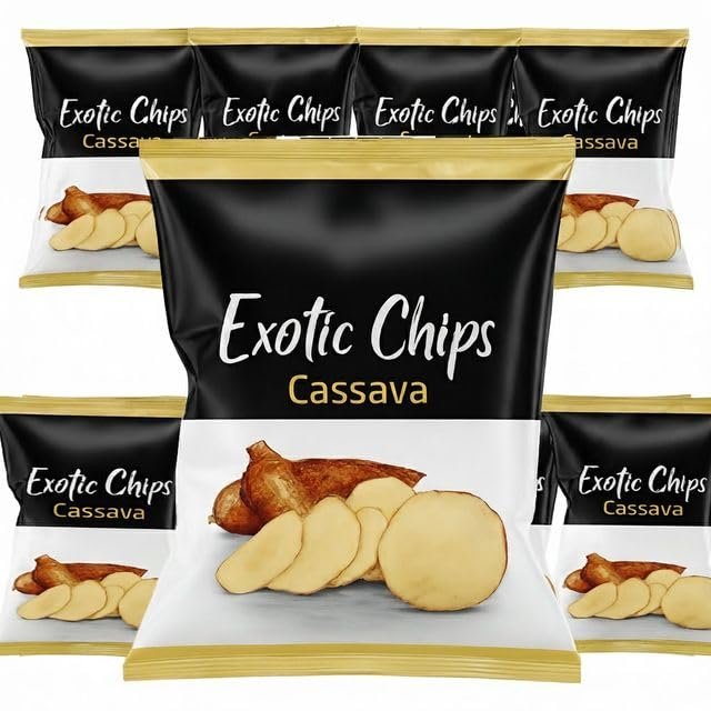 Africa Select 8x Exotic Chips Cassava Real Crunch! 75g | Light & Crispy Tropical Snack | Case of 8