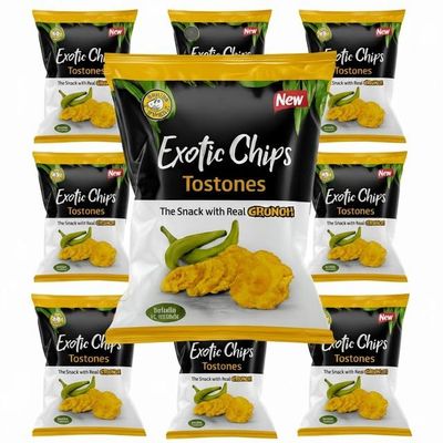 Africa Select 16x Exotic Chips Tostones Real Crunch 75g | Savoury Green Plantain Snack | Case of 16