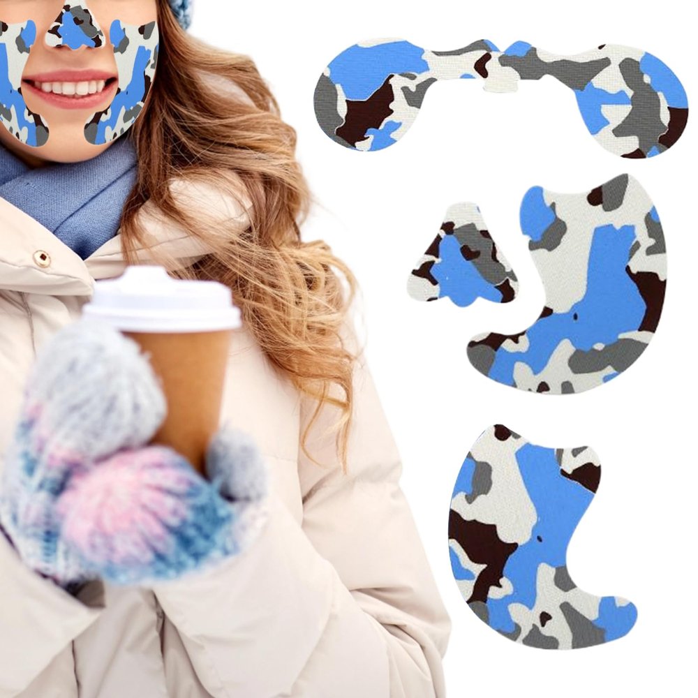 Anti-freeze face patch, self-adhesive wind resistant and UV protection | waterproof and sun resistant patches, for winter, ice fishing, climbing, hiking, adventure sports, Blue, 1 unit (Lot