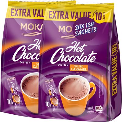 2x 10 Sachets Hot Chocolate With Mokate Salted Caramel (2x 180g) Bundled by GetInStyle Shop