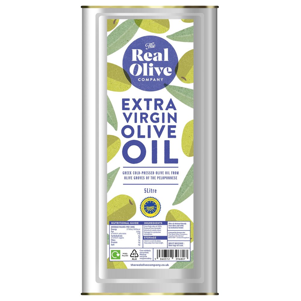 The Real Olive Co - Extra Virgin Olive Oil 5L Premium Greek Olive Oil Cold Pressed High Polyphenol Single Origin EVOO for Cooking, Salads & Mediterranean Diet