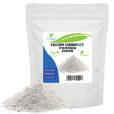 CALCIUM CARBONATE Powder - 200 Gr - used in mineral make-up formulations, and as a gentle abrasive for oral care products