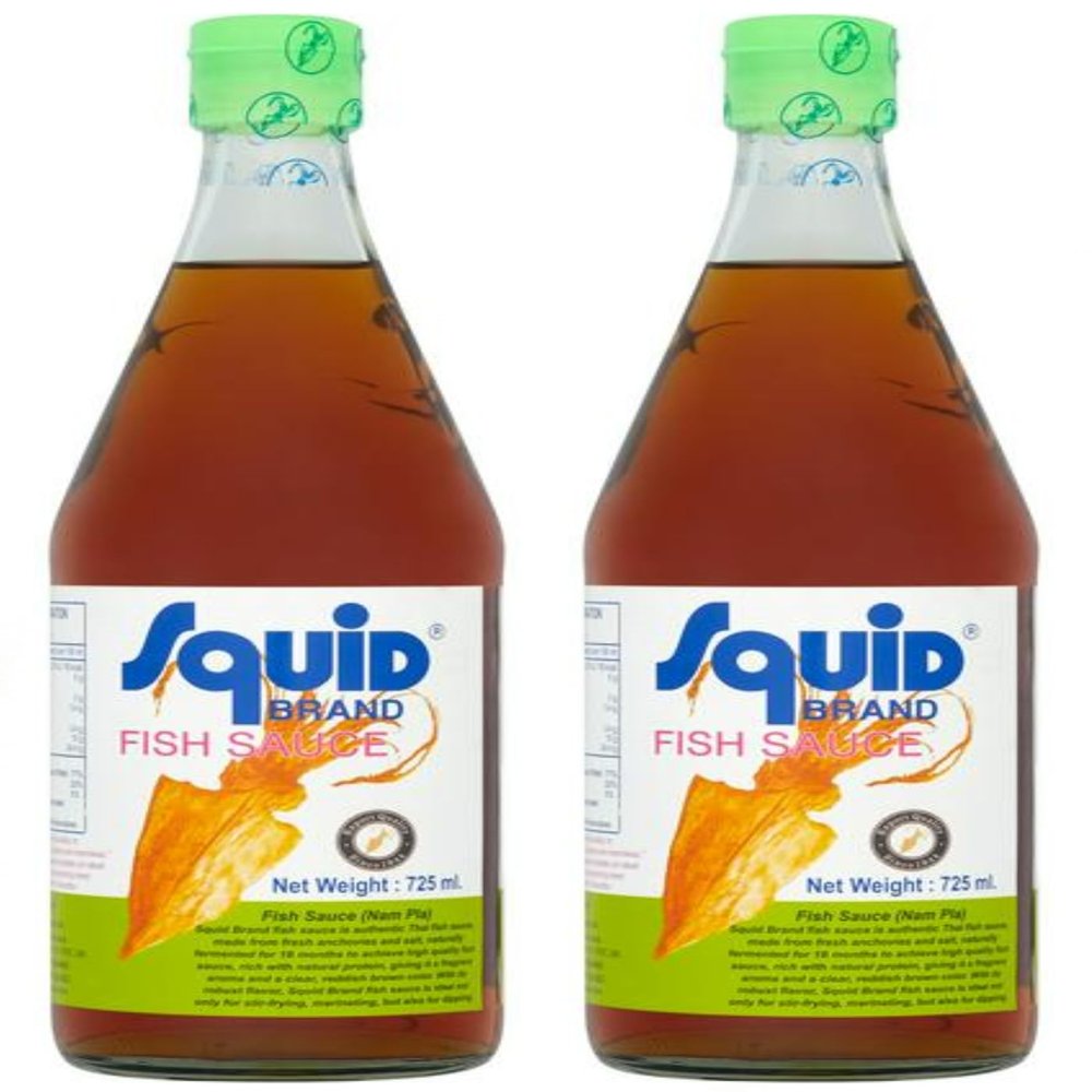 Blissify - Squid Fish Sauce, 725ml Glass Bottle - Pack of 2 - Authentic Thai Style - Ideal for Stir-Frying & Marinading