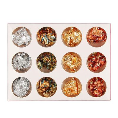 12 Boxes Gold Silver Copper Foil Nail Art Chip Glitter Decoration for Manicure Design Soft Tinfoil Easy to Use Different Shapes Ideal Professional Manicurists Family Beauty