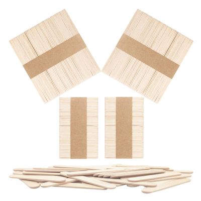 DUZEPA 200 Pieces Wooden Ice Cream Sticks, Combination of Two Sizes, 100 Each, Birch Base Color Wooden Ice Sticks DIY
