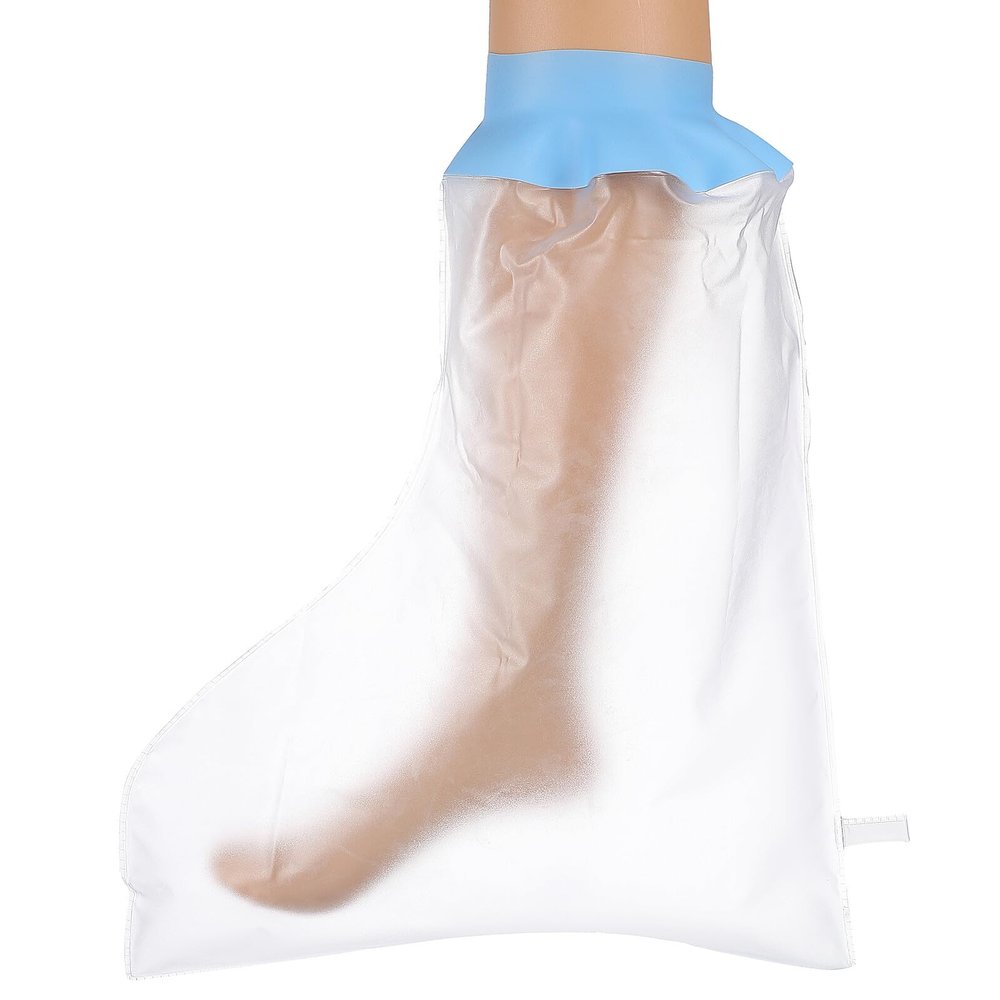 Abaodam Watertight Silicone Foot Cast Cover for Shower Stretchable Elastic Opening Fits Adult Legs Reusable Foot Protector Ankle Surgery and Bandage Boot