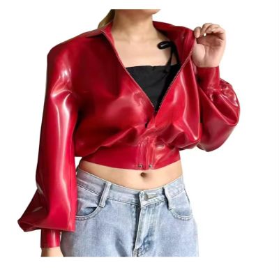CHBYUOMLJIK Natural Latex 100% Latex Jacket with Zipper Rose Color 0.6MM Thickness,Men,M
