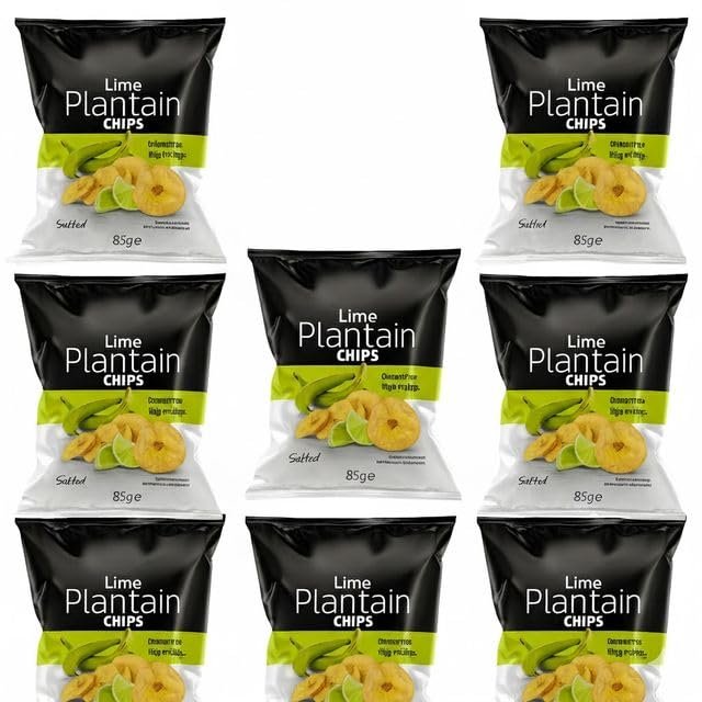 Africa Select 18x Lime Plantain Chips Gluten Free High in Fibre 85g | Tangy Tropical Snack | Case of 18