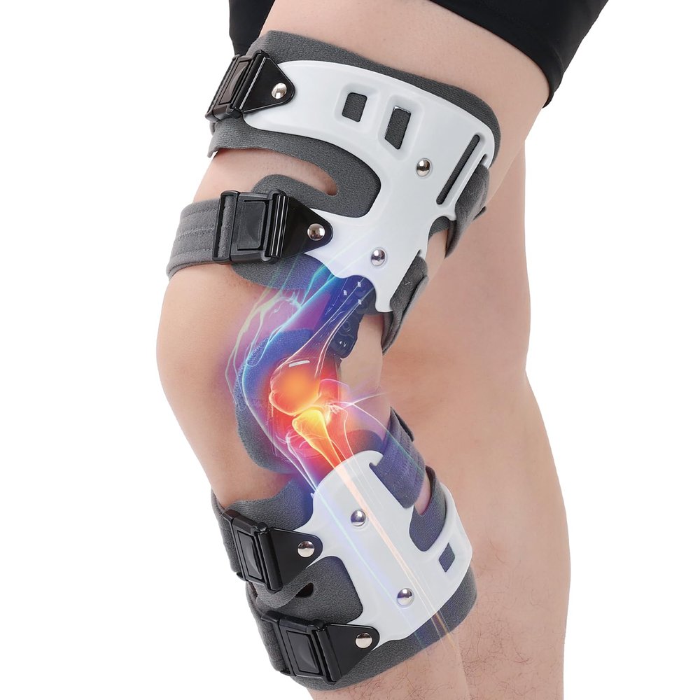 Hinged Knee Brace OA Unloader Knee Brace, OA Knee Support Medial Unloader Knee Support for Osteoarthritis, Arthritis Pain, Avascular Necrosis, Bone on Bone Knee Joint Pain for Men & Women (Right)