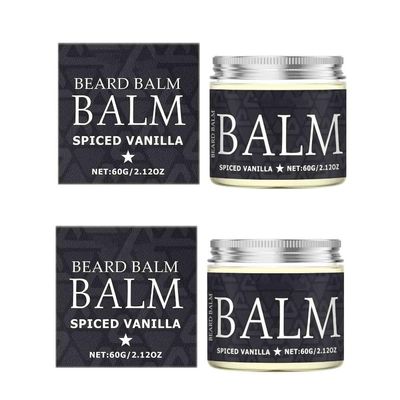 2PCS Vanilla Beard Balm, Moisturizing & Shaping Beard Care with Shea Butter & Jojoba Oil for Soft & Stylish Beards