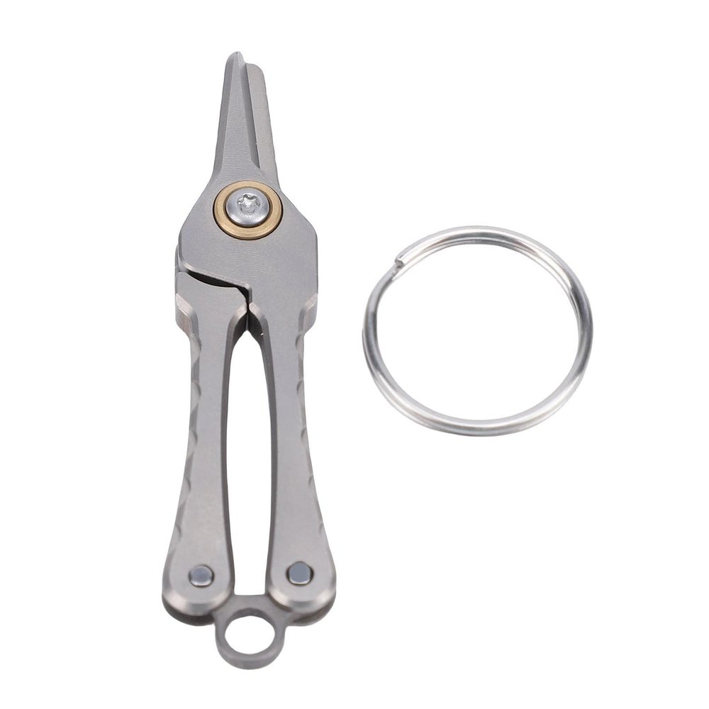 Fdit Nose Hair Trimmer Scissors, General Ti Alloy Mini Facial Grooming Tool with Key Ring for Facial Mustache Eyebrow Sideburns