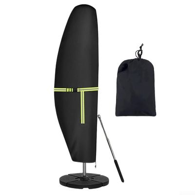 Yhenlovtt Waterproof Patio Umbrella Cover for Outdoor Offset Parasol - 420D Oxford Cloth with UV, Secure Fit Strap & Zipper Closure, Black(S)
