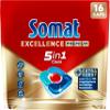 SOMAT Excellence Premium 5-in-1 Caps (16 AW), Quick-Resolving Dishwasher Tablets with Extra Boost Even in Low Temperature, Short & Eco Programs, Removes Even 72 Hours of Dried Food Leftovers view 1