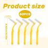 50pcs 1-1.2mm Yellow Interdental Brushes,Soft Dental Brushes,Interdental Brushes with Non-Slip Handle Angled Head,Floss Sticks for Braces Oral Cleaning Narrow Gaps Between Teeth(Yellow) view 2
