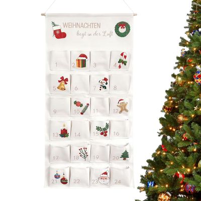 Fabric Christmas Countdown Calendar Reusable Holiday Home Wall Decoration