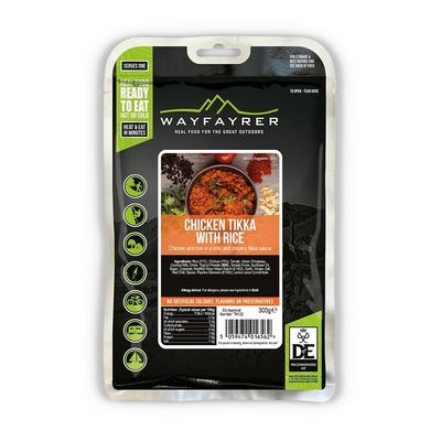 Wayfayrer Chicken Tikka & Rice 300g Ready to Eat, Hot or Cold, Meal Pouch Recommended for Duke of Edinburgh's Award Expeditions, Camping, Hiking, Fishing and Outdoor Adventures
