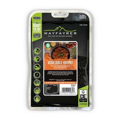 Wayfayrer Camping Food 300g Ready to Eat, Hot or Cold, Meal Pouch | Duke of Edinburgh Recommended Kit | Camping, Hiking, Fishing and Outdoor Adventures (Vegetable Hotpot)