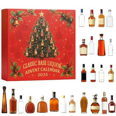 Whiskey Advent Calendar 2025 Classic Fit Base Liquor 3D Airplane Box 24pc Beer Festival Gift for Man Dad Women Wine lovers Christmas Holiday Decor(Red,One Size)