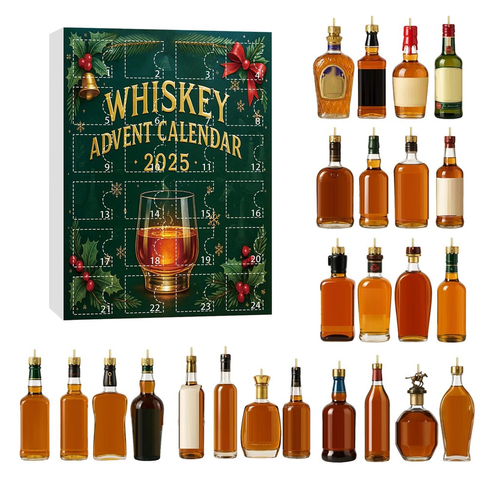 2025 Whiskey Advent Calendar Airplane Box 24pc for Christmas Holiday Countdown & Gifting Gift Man Dad Women Wine lovers Xmas Decoration Festival Home Decor(Green,One Size)