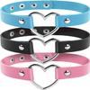 3Pcs Gothic Heart Choker Necklace Adjustable Leather Choker Punk Collar for Women and s Cosplayer Black&Blue&Pink Attractive Processing view 1