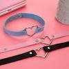 3Pcs Gothic Heart Choker Necklace Adjustable Leather Choker Punk Collar for Women and s Cosplayer Black&Blue&Pink Attractive Processing view 2