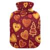 Christmas Red Heart Cookies hot Waterbottle with Soft Cover, 2L Warm Water Bottle for Bed for Hot and Cold Therapies, Period Cramps view 1