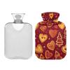 Christmas Red Heart Cookies hot Waterbottle with Soft Cover, 2L Warm Water Bottle for Bed for Hot and Cold Therapies, Period Cramps view 2