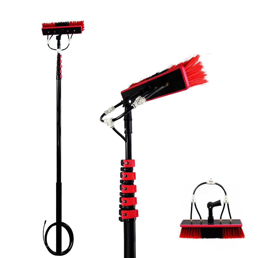 12ft Extendable Window Cleaning Equipment - 30cm Brush for Conservatory Roof & Photovoltaic Panel Cleaning - Professional Cleaning Tools for Home & Solar Panels