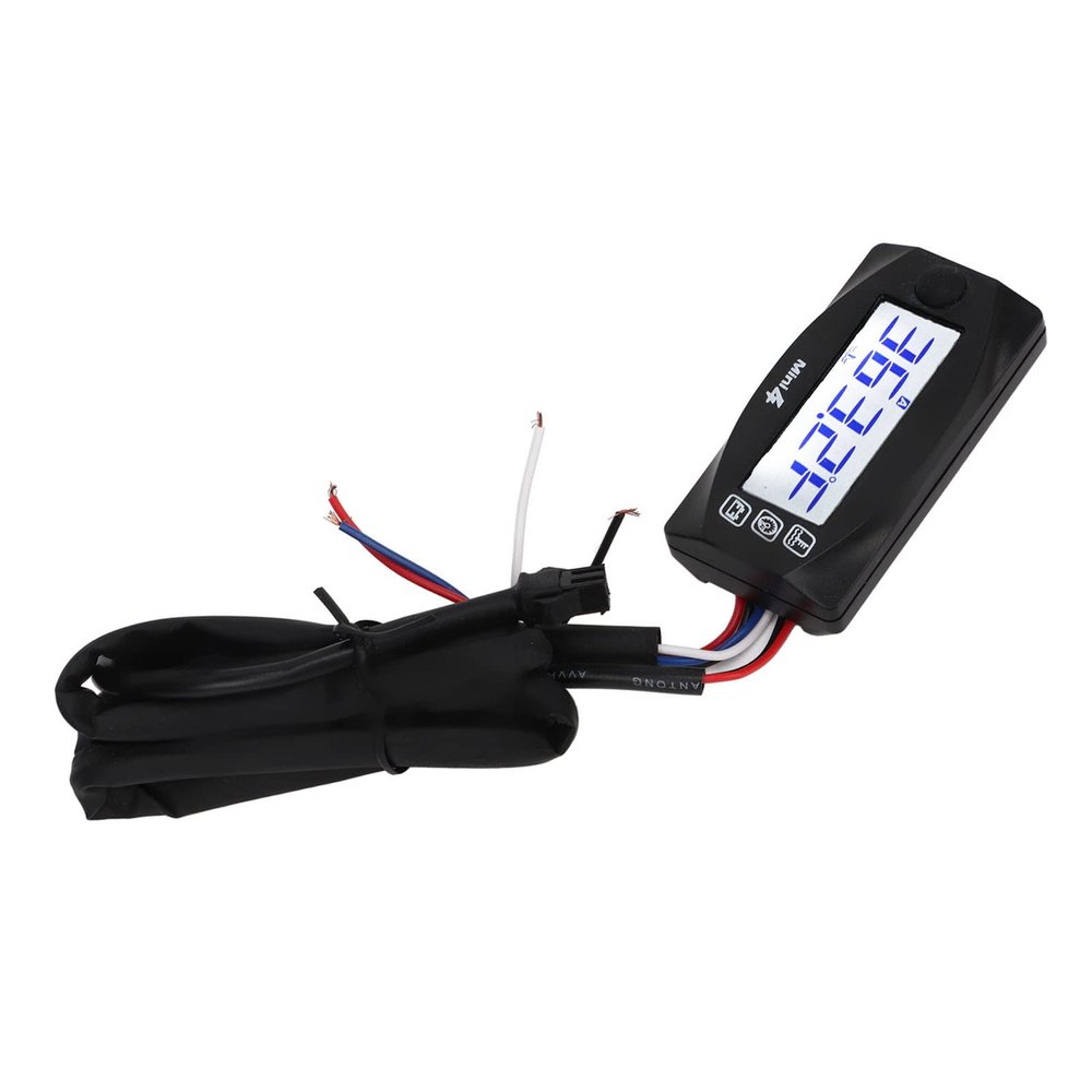 Naroote Motorcycle Universal 4 in 1 LCD Digital Thermometer with Oil Temperature Display for Voltage and Time, ABS Material (M16x1.5)