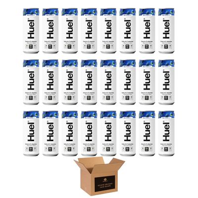 Huel Daily AZ Vitamins Energy Drink, Variety Flavor Sparkling Multivitamin, No Sugar 26 Vitamins, 100mg Natural Caffeine, 925mg Electrolytes | Low Calorie Vegan (Blue Raspberry - 330ml x 24Pack)