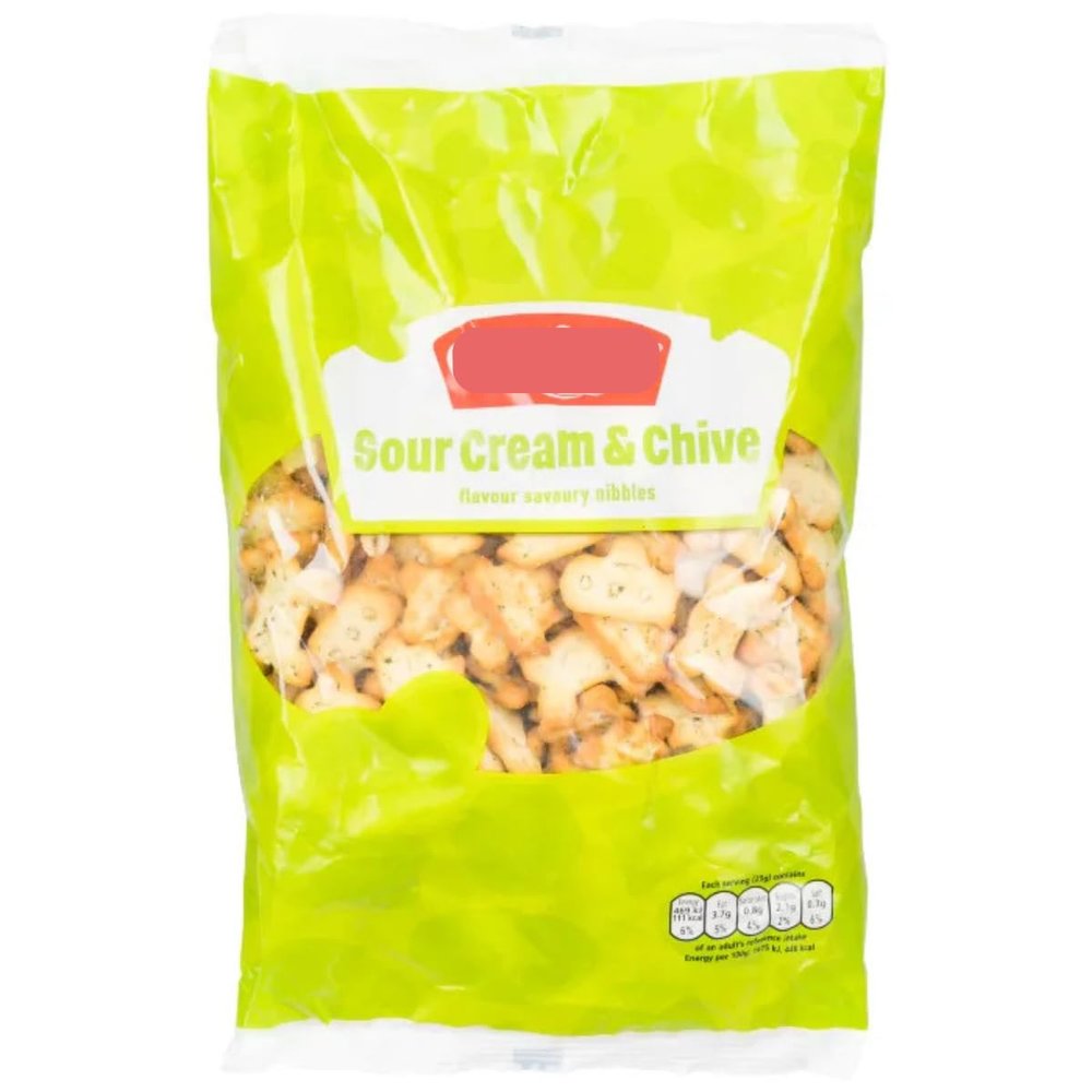 Sour Cream & Chive Flavoured Savoury Nibbles, Vegan Bite-Sized Crackers, 200g Pack, Light and Crispy Texture, Resealable Bag