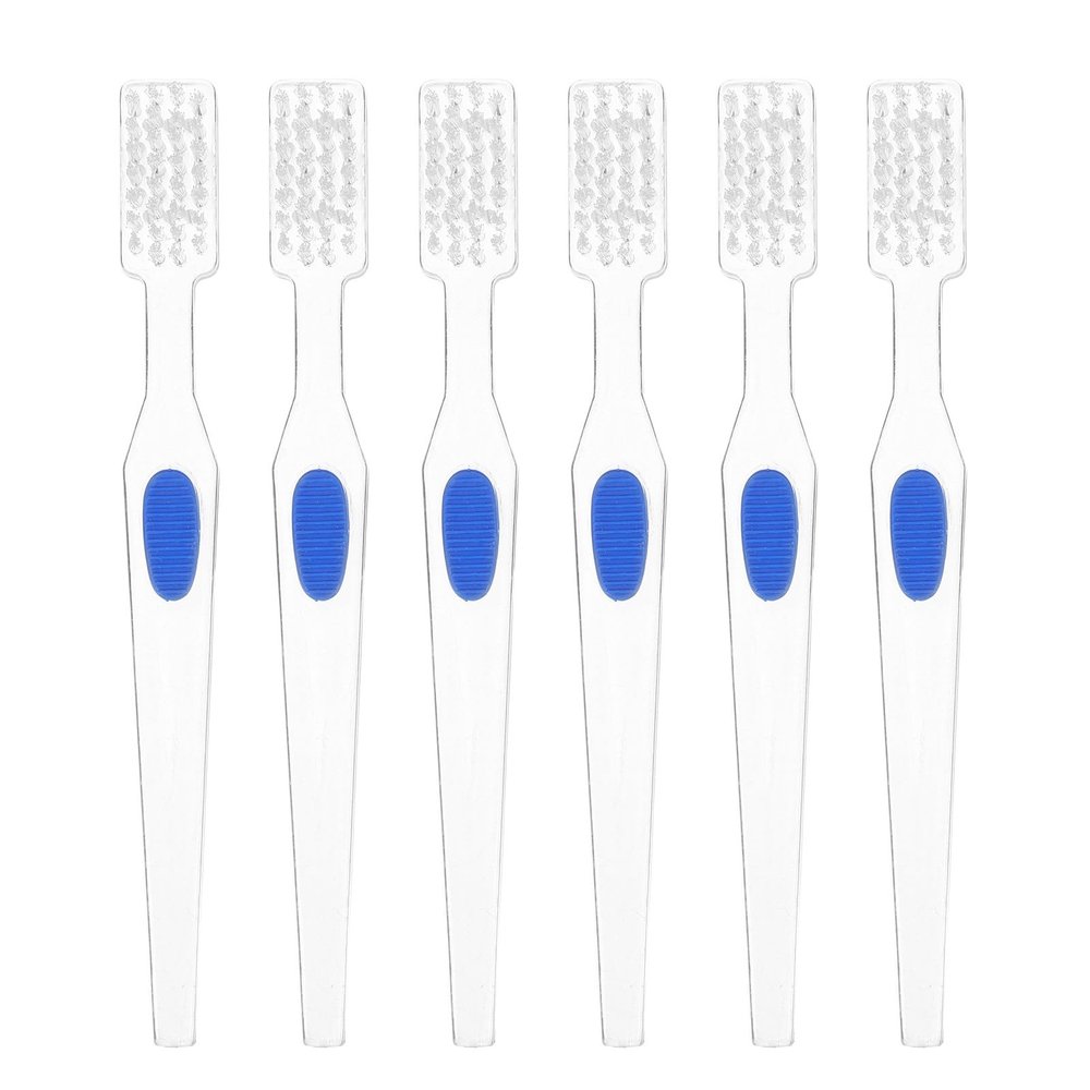 Healeved 6pcs Denture Cleaning Brush for Retainers and False Teeth - Dual-Sided Toothbrush with Hard Bristles Portable Denture Care Supplies for Elderly