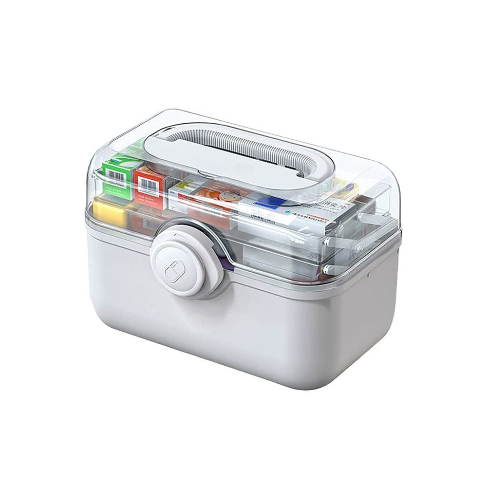 OIFAODAO, First Aid Kit Plastic Box Household Storage Portable Medical Emergency Medicine 11.2/13.3/15.3 Inches Kits,First Aid Kit(White,S l)