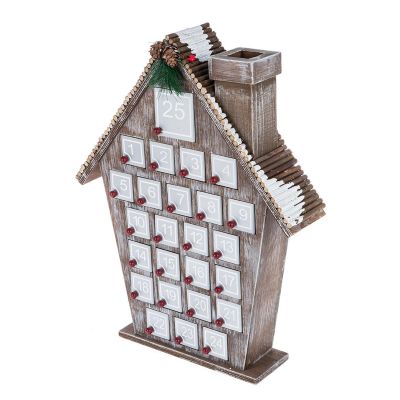 NVOQILIN Holiday Wood Advents Calendar Houses Holiday Seasonal Wood Advents Calendar Delicate Gray Shape Countdowns Decors Decorative Christmas