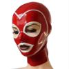 YGZHANYUANOKU Latex Hood Red with White Rubber Mask for Women Club Wear Halloween Cosplay Costume Customizable,Red,XXL view 1
