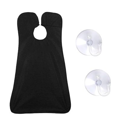 Beard Apron, Beard Trimming Catcher Cape, Bib for Shaving Haircuts, Men's Gifts, Waterproof Non-Stick Hair Catcher Care Cloth with 2 Suction Cups, Gifts for Husband, Dad, Care (Black)