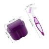 Hohopeti Denture Cleaning Brush with Case for False Teeth and Braces, Purple Plastic Lightweight Kit for Efficient Deep Cleaning, for Travel Use view 2