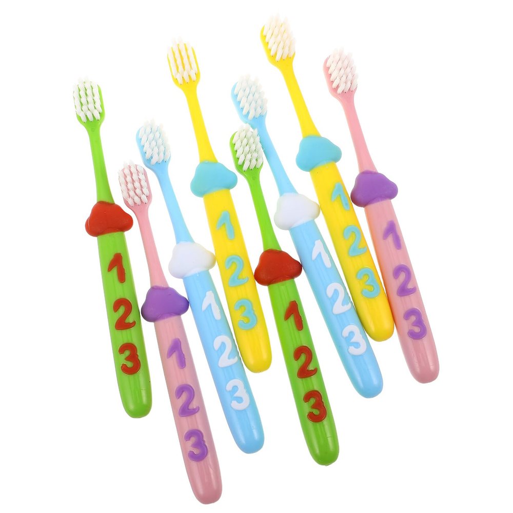 WATIIFUFU 2 Sets Boys and Girls Toothbrush Soft Bristle Number Handle Cartoon Design Boy Girl Tooth Brush Years Old Daily Oral Care