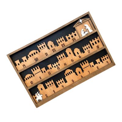 NVOQILIN Festival Nativity Scene Calendar For Christmas 24 Day Countdowns With Designs Wood Holiday Mantels Decoration Festival Office Decoration