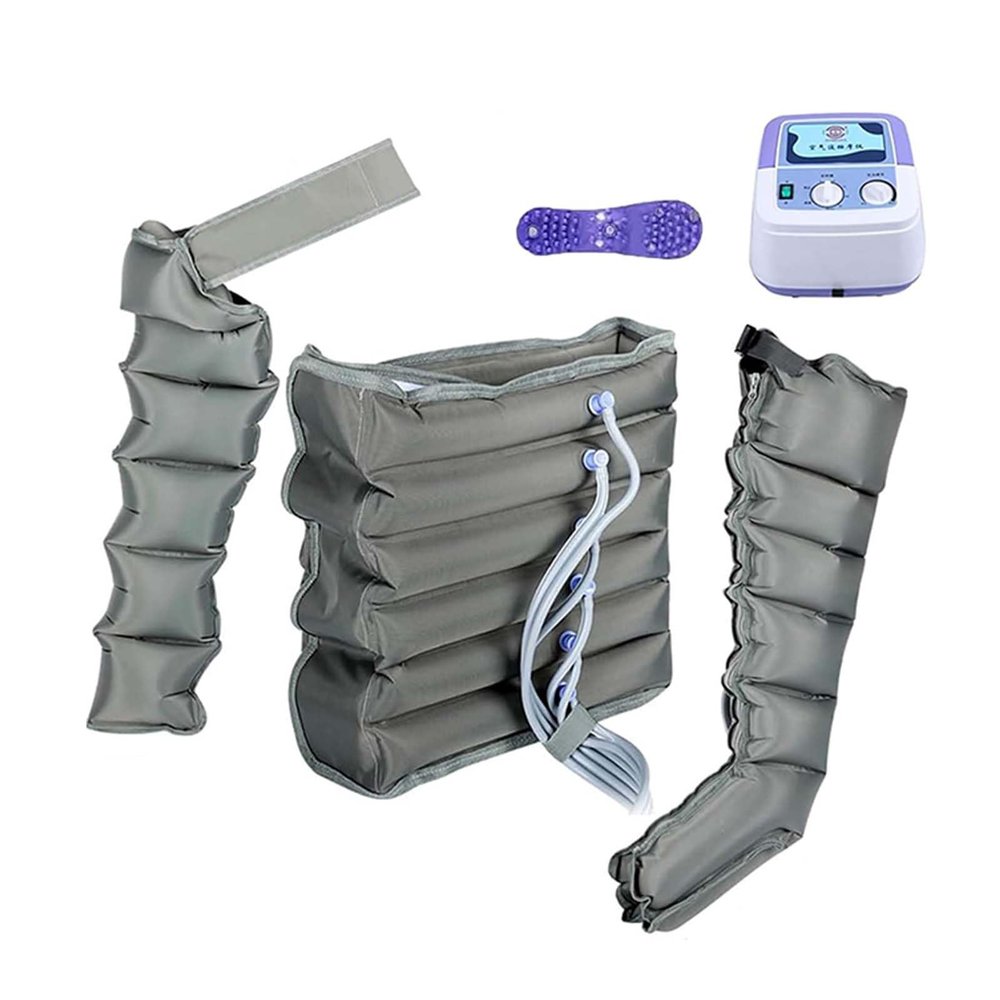 6-Cavity Lymphatic Drainage Massager, Full Body Waist Arm Leg Relax Instrument, Electric Air Compression Massager For Circulation, Improve Pain Full Body Waist Leg Arm Relax,Gray,1leg+1arm+waist