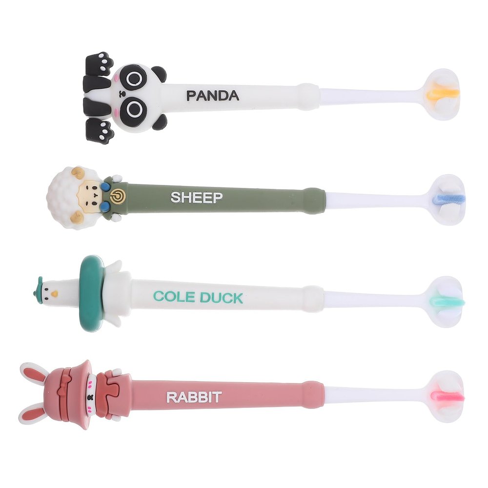 TEHAUX 4pcs Soft Toothbrush Set Three-Sided Head for Boys and Ages 3 First Toothbrush for Effective Oral Cleaning