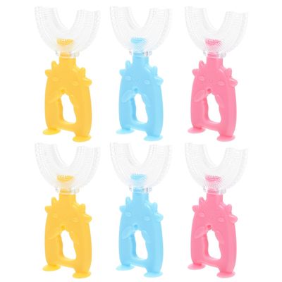 YARNOW 6pcs U-Shaped Manual Toothbrush Set, Soft Food-Grade Silicone Brush Head, 360 Teeth Cleaning Tool for Boys and, Colorful Pack