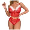 Sexy Lingerie for Women, Sexy Santa Babydoll Dress Lace Chemise with Faux Fur Mesh Sleepwear Naughty Festive Nightwear view 1