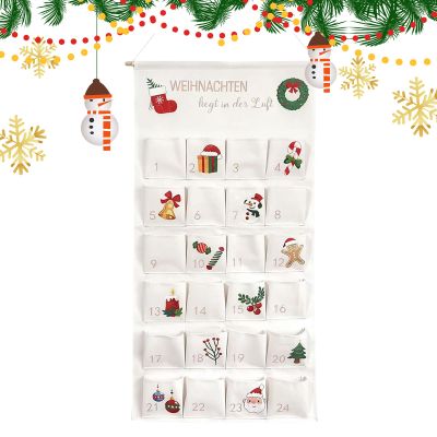 Christmas Countdown Calendar With Pockets - Reusable Holiday Fabric Storage Bag | 24 Pockets Advent Countdown Calendar 2025 For Chocolate Candy Cookie Treat