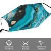 BVKWNTSA Reusable Respirator Face Mask with Filter - Turquoise Blue Gold Marble Printed Breathable Cotton Dust/Paint Safety Cover, Adjustable Ear Straps & Nose Wire view 3