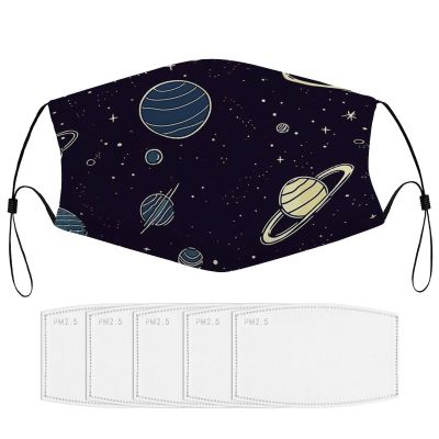 BVKWNTSA Reusable Respirator Face Mask with Filter - Space Planet Pattern Printed Breathable Cotton Dust/Paint Safety Cover, Adjustable Ear Straps & Nose Wire