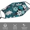 BVKWNTSA Reusable Respirator Face Mask with Filter - Teal Grey And White Floral Printed Breathable Cotton Dust/Paint Safety Cover, Adjustable Ear Straps & Nose Wire view 3